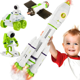 Wanonoo rocket space toy launches with mist and lights for kids
