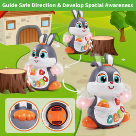 Wanonoo bunny toy light-up eyes and sounds for listening and rhythm