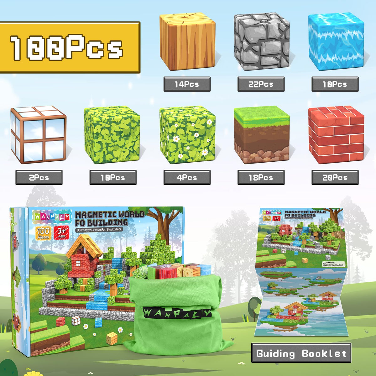 Wanplay 1-inch magnetic building blocks shown in action for portable practice.