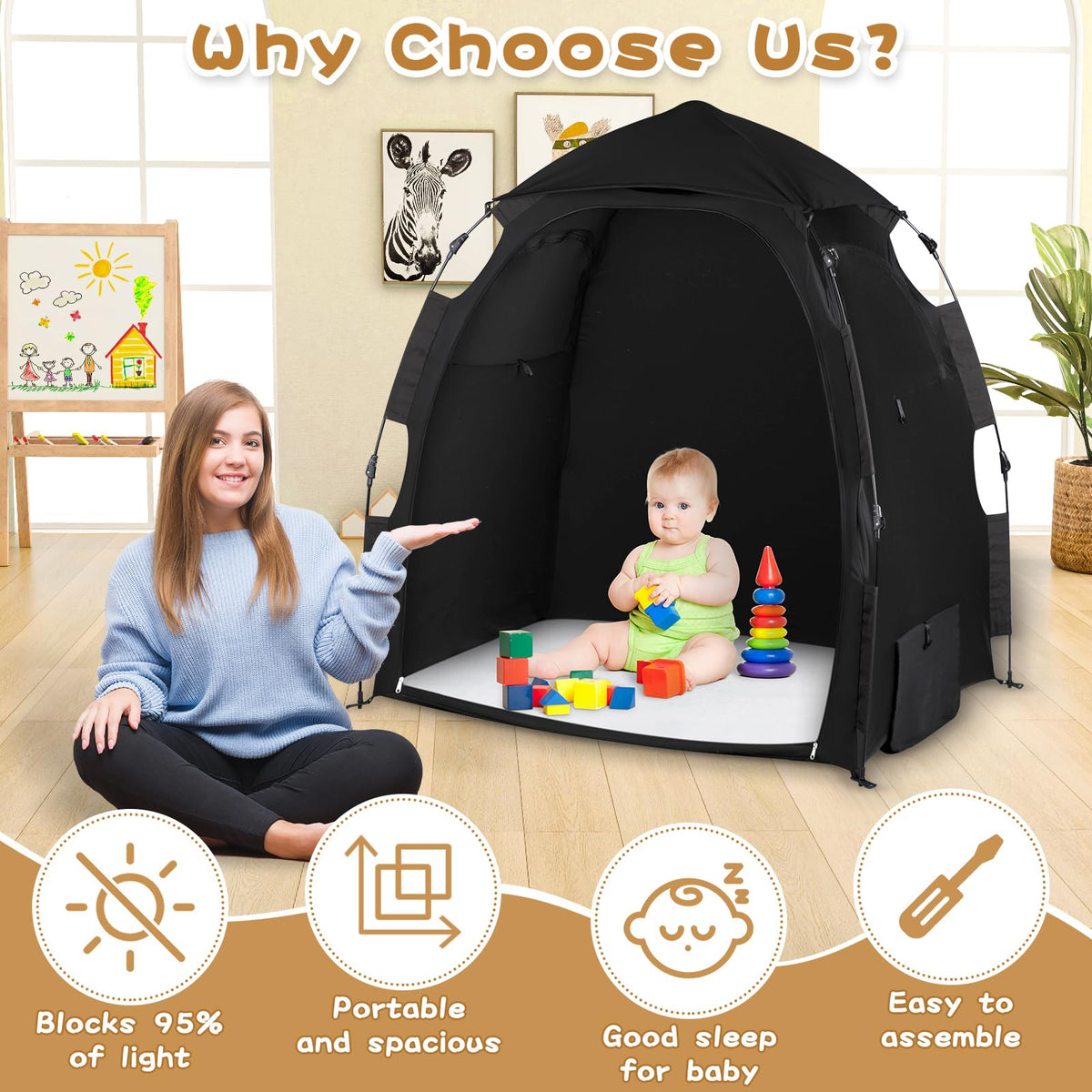 WANRU one-click setup makes assembly quick for busy parents.