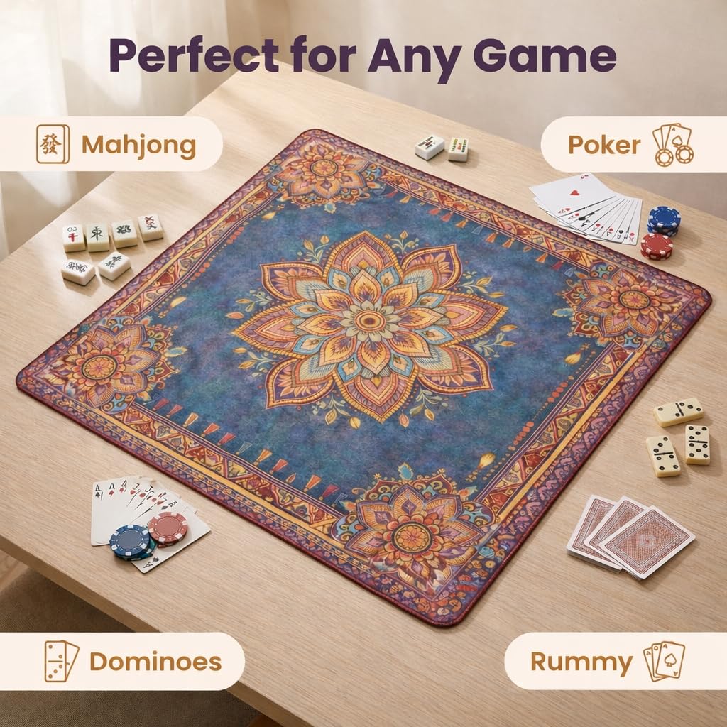 WAQUBE Mahjong Table Mat machine washable for easy cleanup