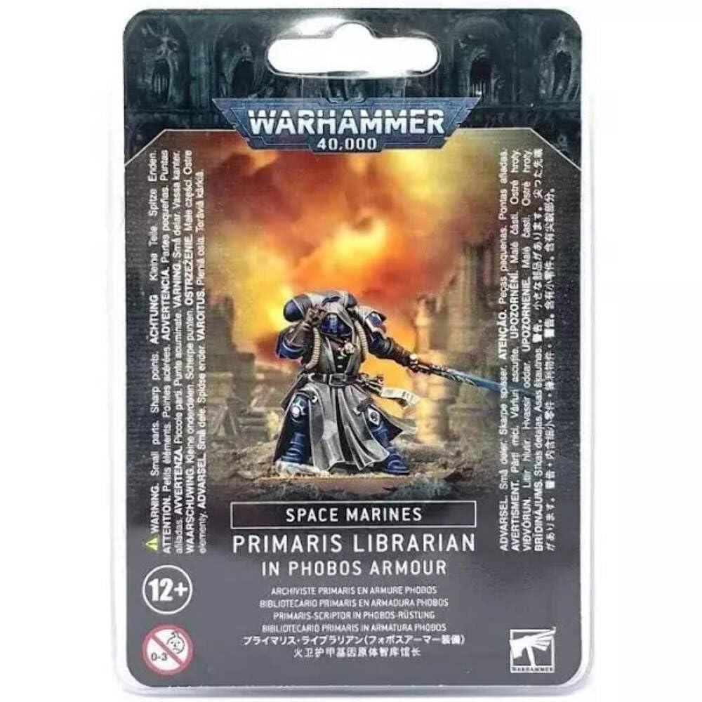 Warhammer Space Marines Primaris Librarian in Phobos Armour miniature for display and tabletop battles.