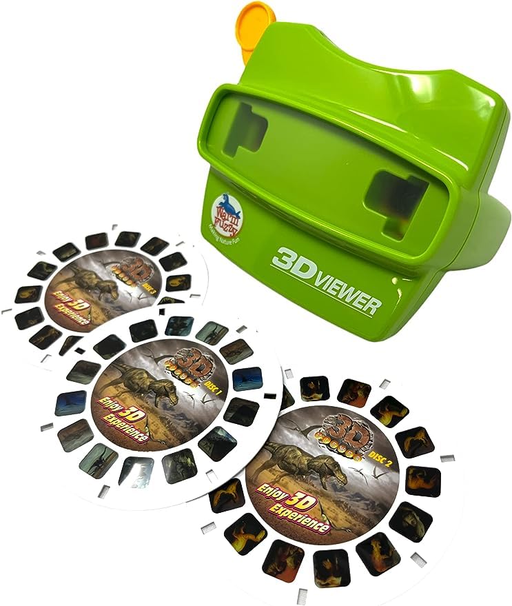 Warm Fuzzy 3D Viewfinder Dinosaur Edition side view with dinosaur artwork and easy grip.