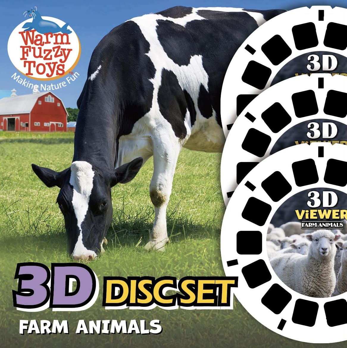 Warm Fuzzy Farm Reels viewfinder features horses in vivid 3D for imaginative play