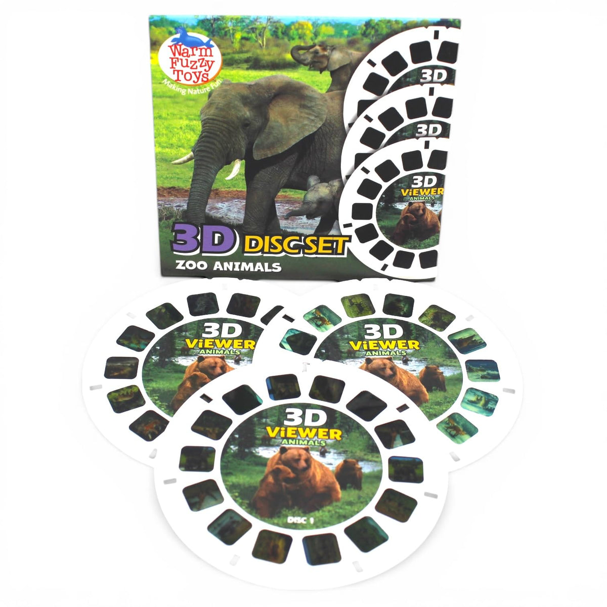Warm Fuzzy Zoo Reels viewer front view showcases a classic screen-free learning toy for families.