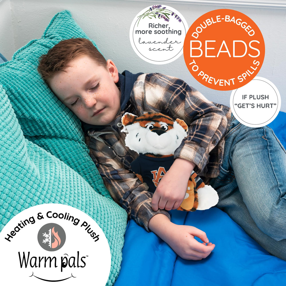 Warm Pals Aubie the Tiger plush cools in the freezer for a refreshing break