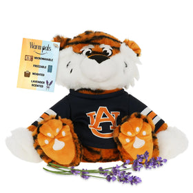 Warm Pals Aubie the Tiger plush provides microwaved warmth for cozy evenings