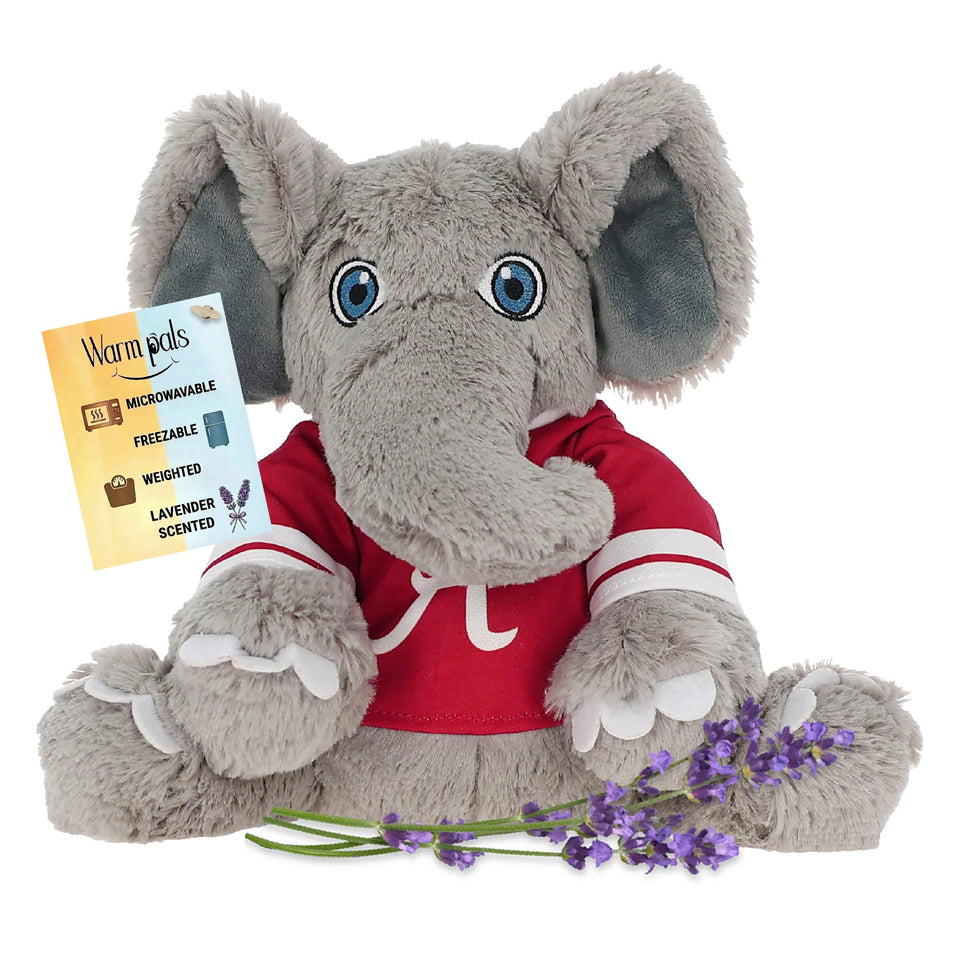 Warm Pals Big Al mascot plush showcases a cozy, licensed Alabama icon for bedtime comfort.