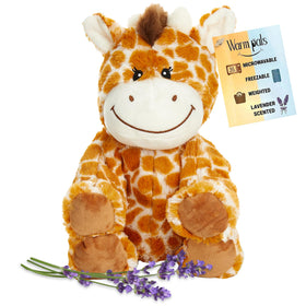 Warm Pals Flirty Giraffe microwavable plush provides cozy warmth for relaxing evenings