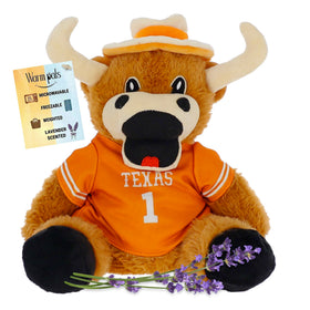 Warm Pals Hook Em UT Longhorns mascot plush in front view offers cozy bedtime comfort