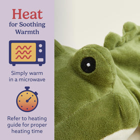 Warmies Alligator cooled in freezer for refreshing cool comfort.
