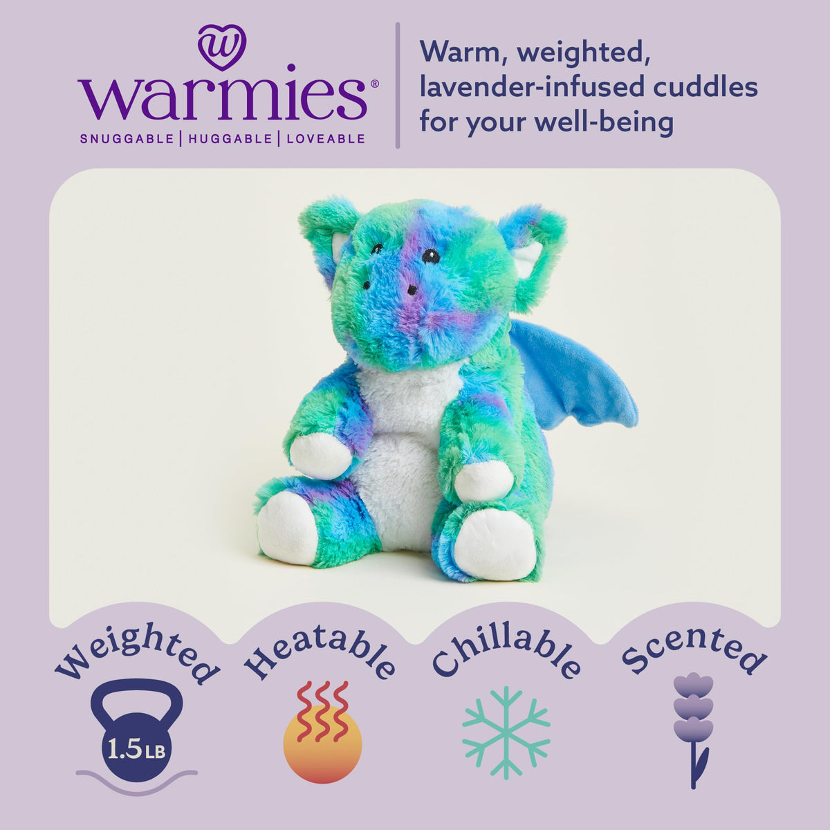 Warmies Baby Dragon plush provides hours of comforting warmth after a long day.