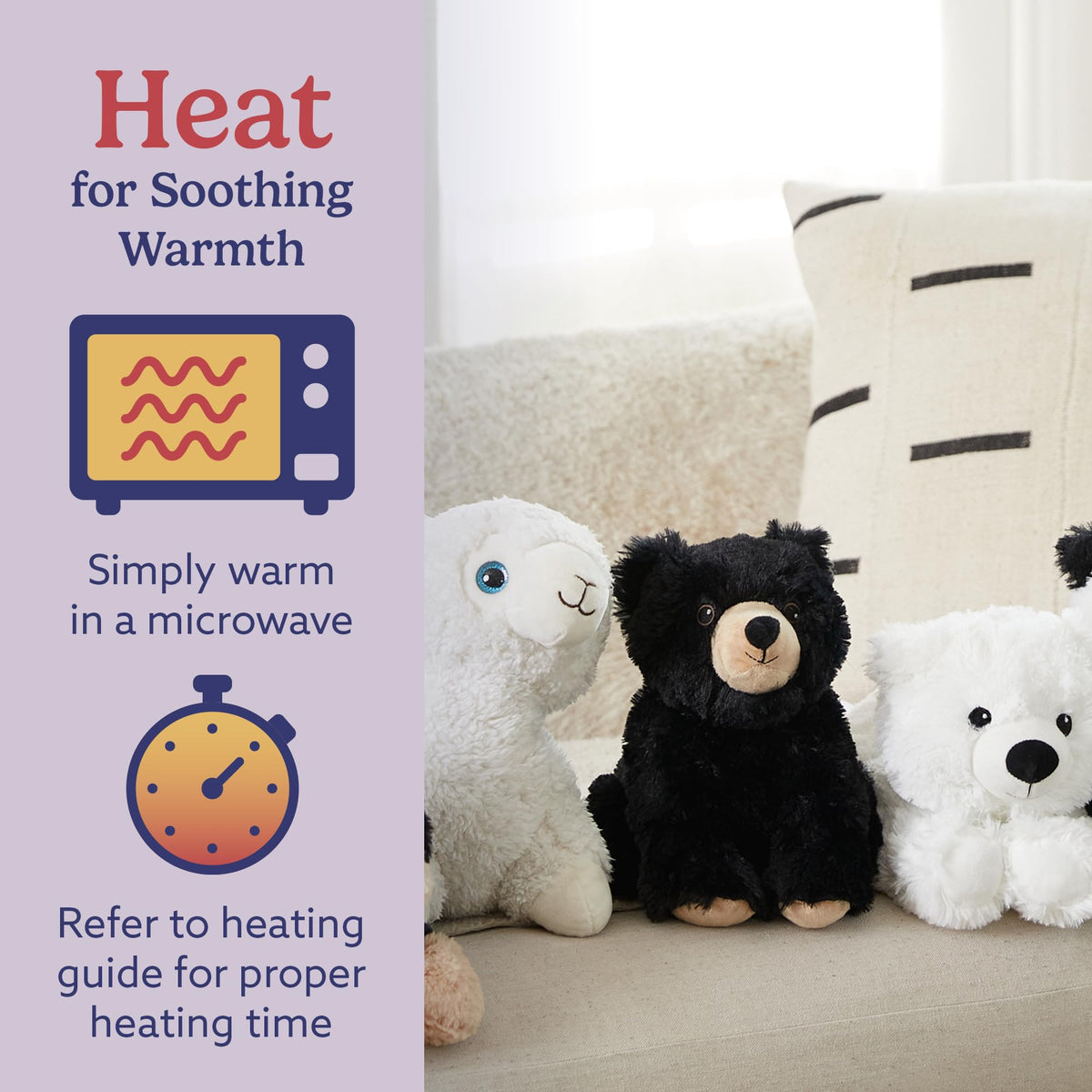 Warmies Black Bear lavender scented plush for relaxing ambiance