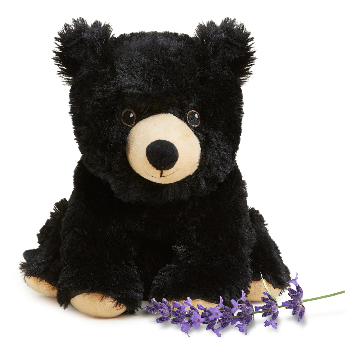 Warmies Black Bear microwavable plush ready for a comforting cuddle