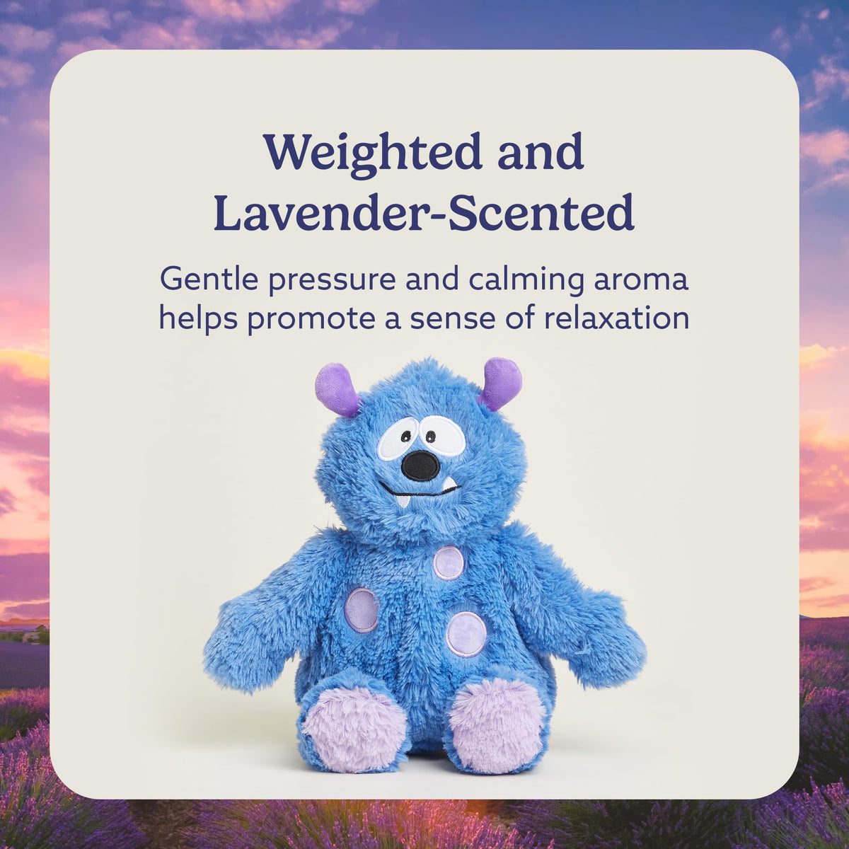 Warmies Blue Monster freezer-chill for cooling relief on hot days