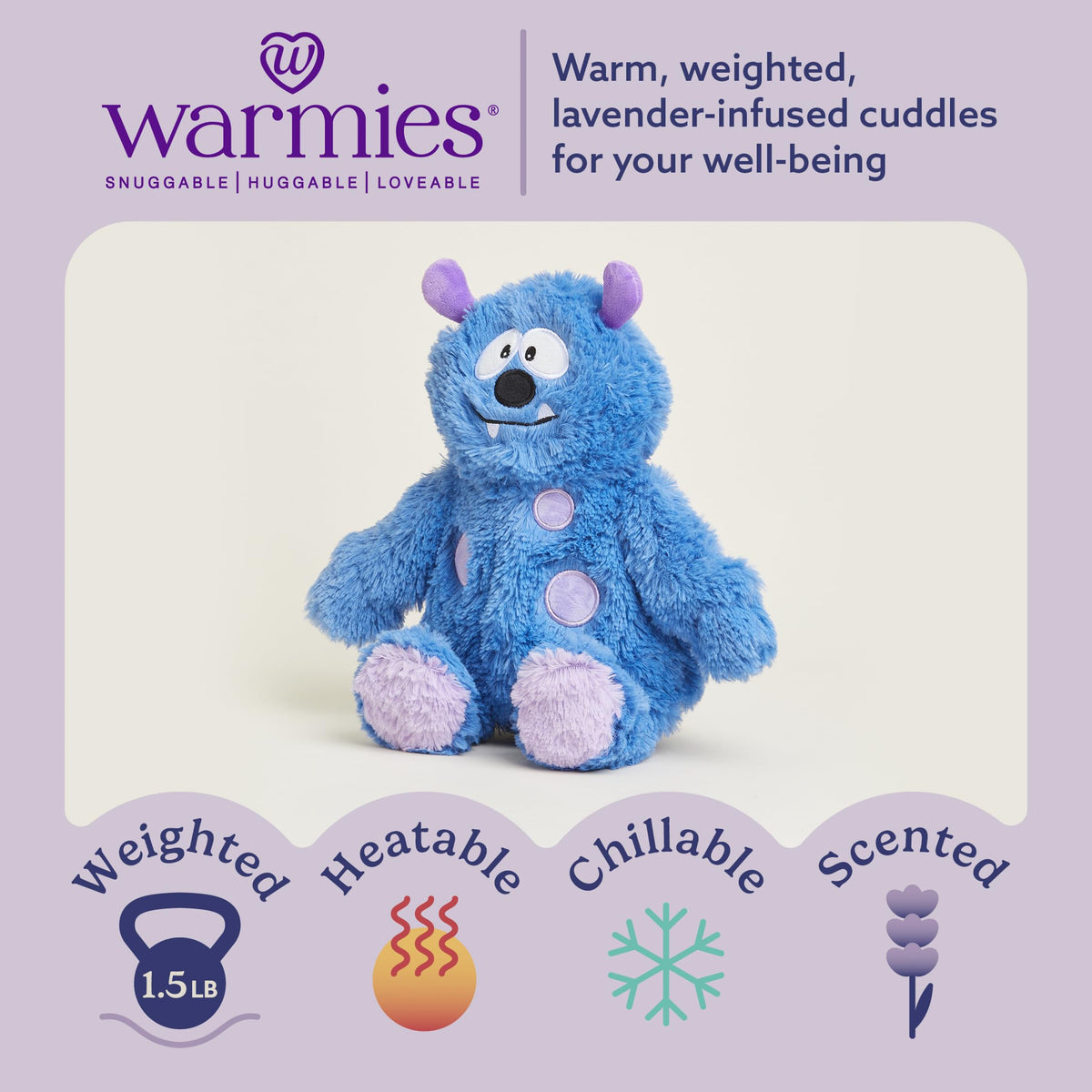 Warmies Blue Monster microwavable warmth for bedtime comfort