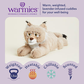 Warmies Bob Cat weighted plush provides hug-like comfort for bedtime and quiet moments.