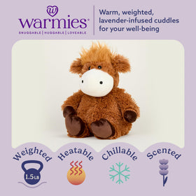 Warmies Brown Cow weighted plush provides gentle pressure for comforting evenings.