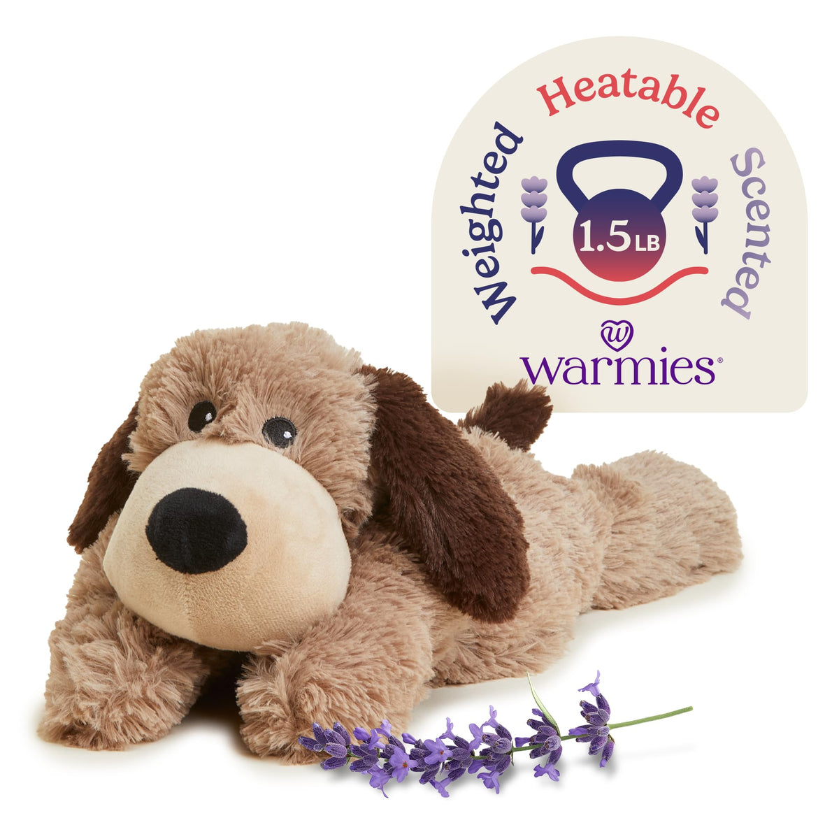 Warmies Brown Dog microwaveable plush provides comforting warmth for cozy evenings.