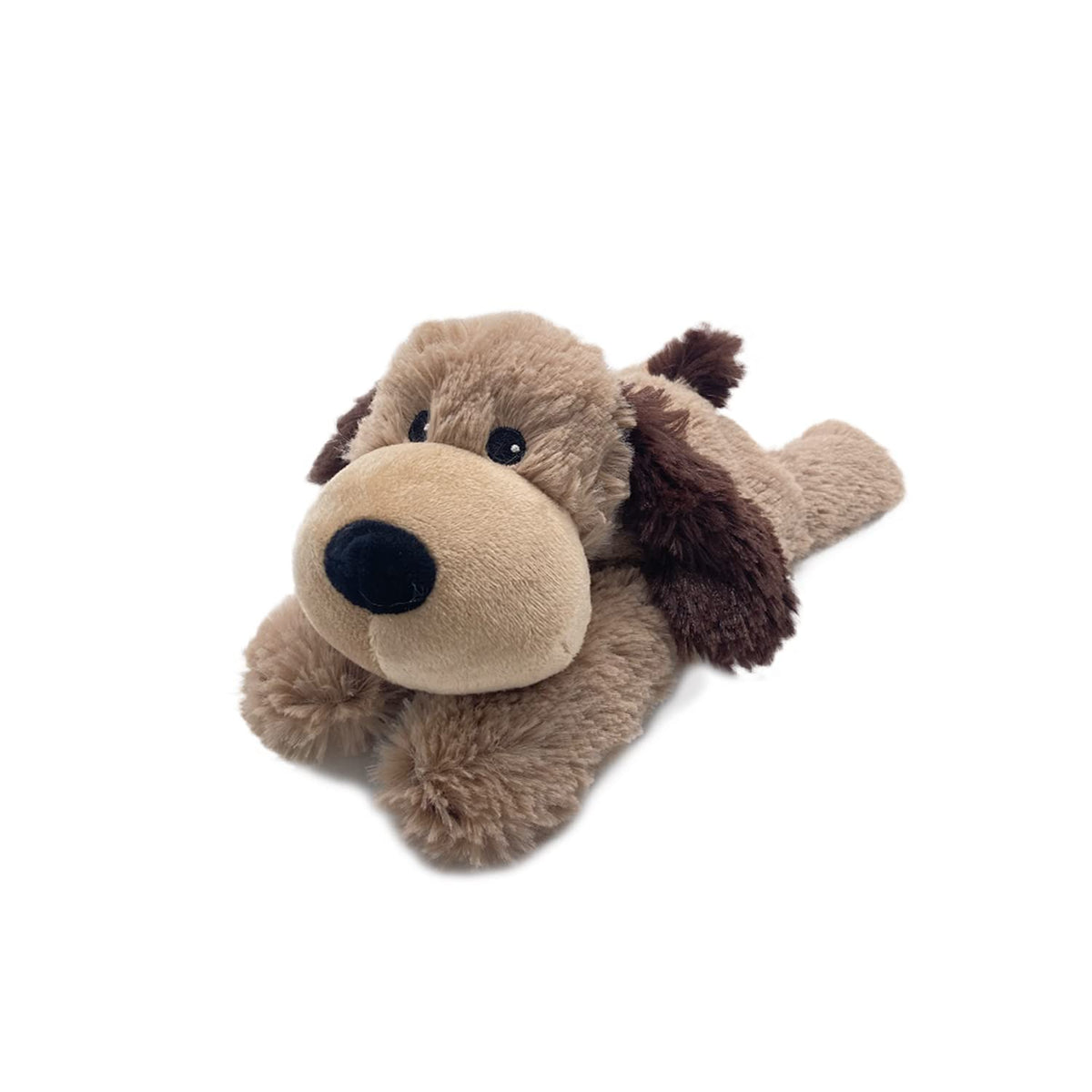 Warmies Brown Dog Junior plush, cozy warmth for kids during bedtime.