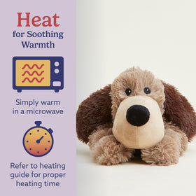 Warmies Brown Dog 13-inch plush with real grain filling for coziness.