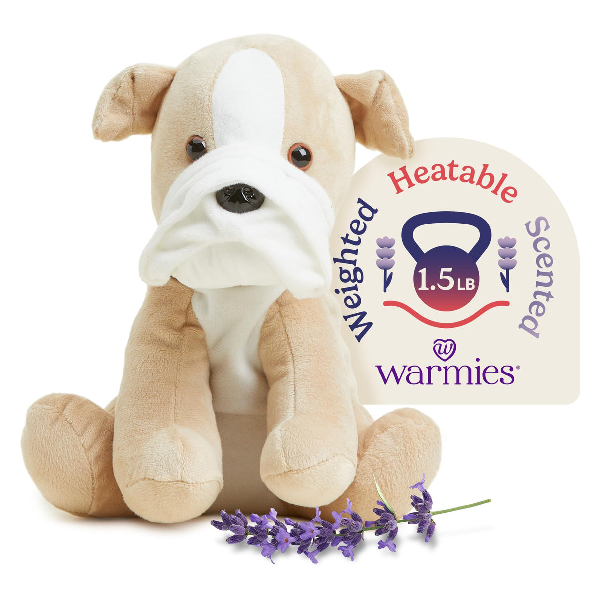Warmies Bulldog stuffed animal offers cozy companionship for kids and adults.