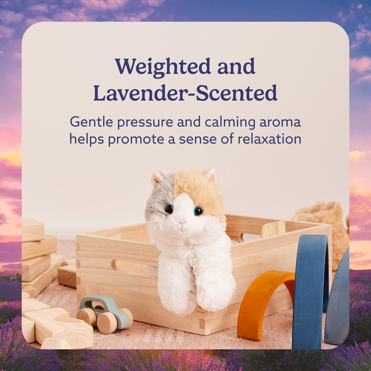 Warmies Calico Cat heating focus demonstrates safe microwave warmth for relaxing evenings.