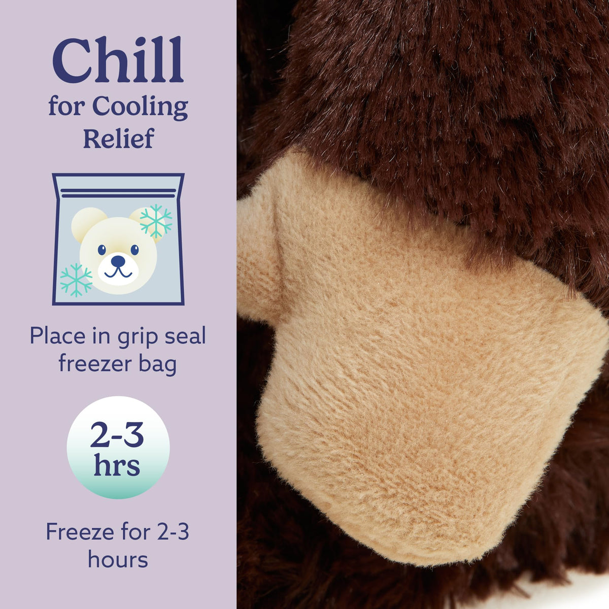 Warmies Chimp Plush microwave heating guide helps quick warmth