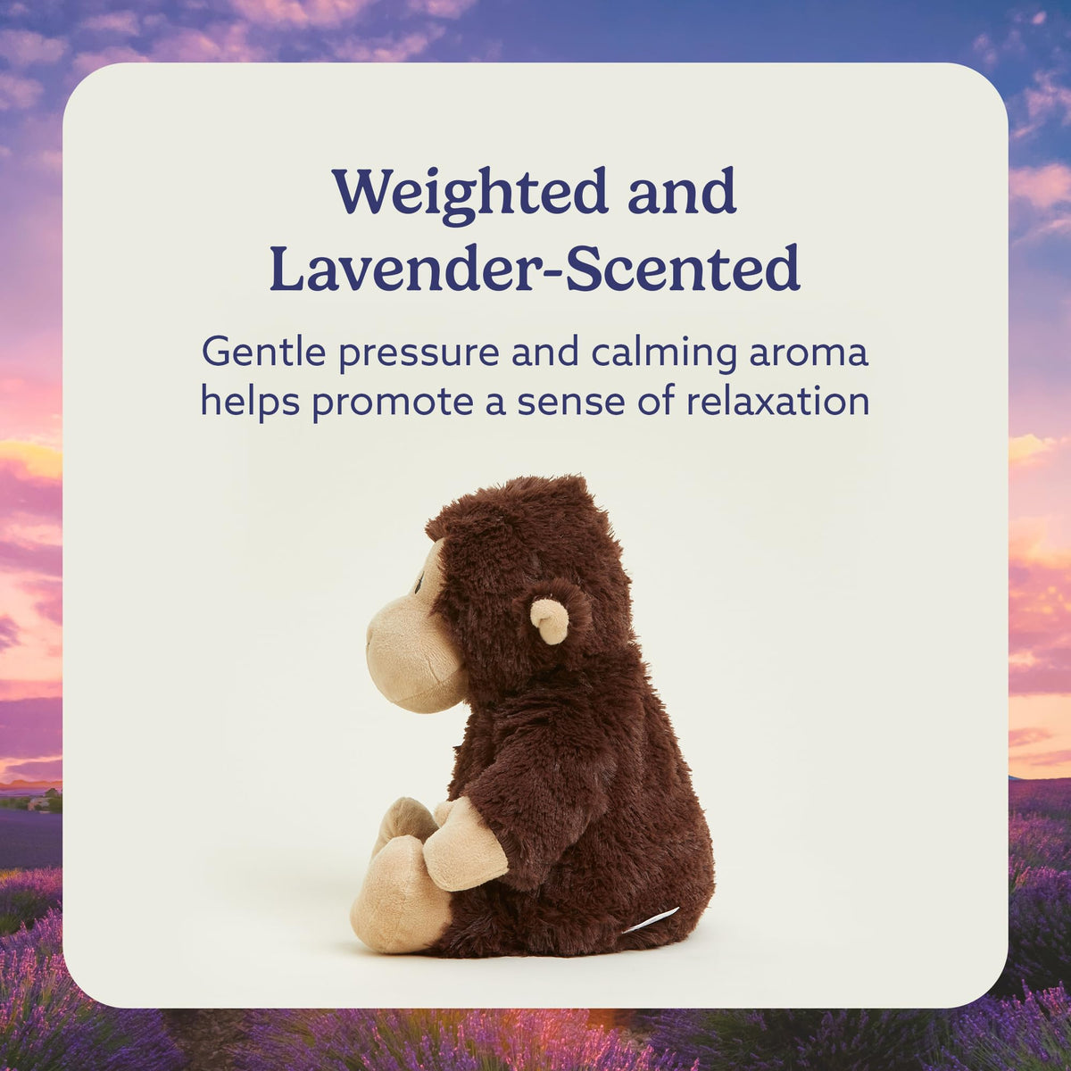Warmies Chimp Plush weighted design delivers cozy, secure hugs
