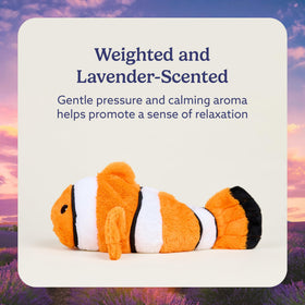 Warmies clown fish-weighted-plush conveys comforting weight for calm, relaxing moments.