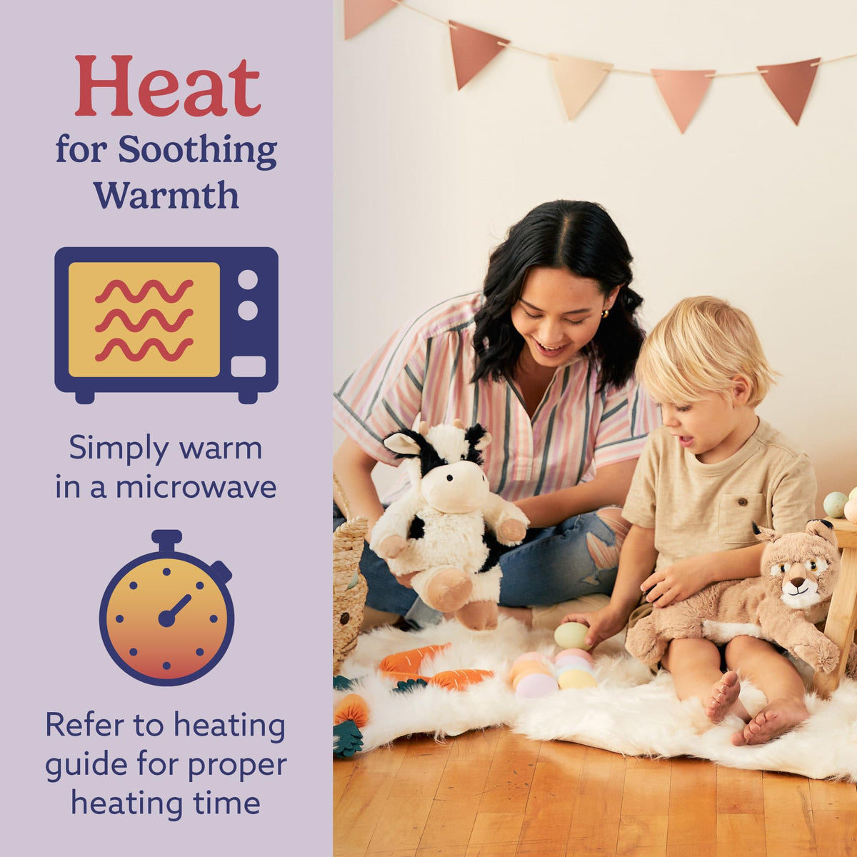 Warmies Cow cooling option plush provides refreshing touch on warm days.