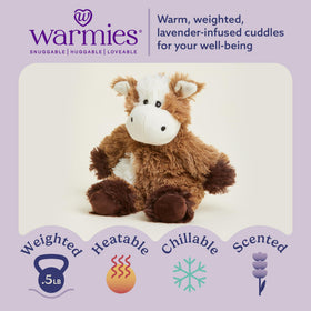 Warmies Cow Junior plush cooled for a refreshing chill on hot days.