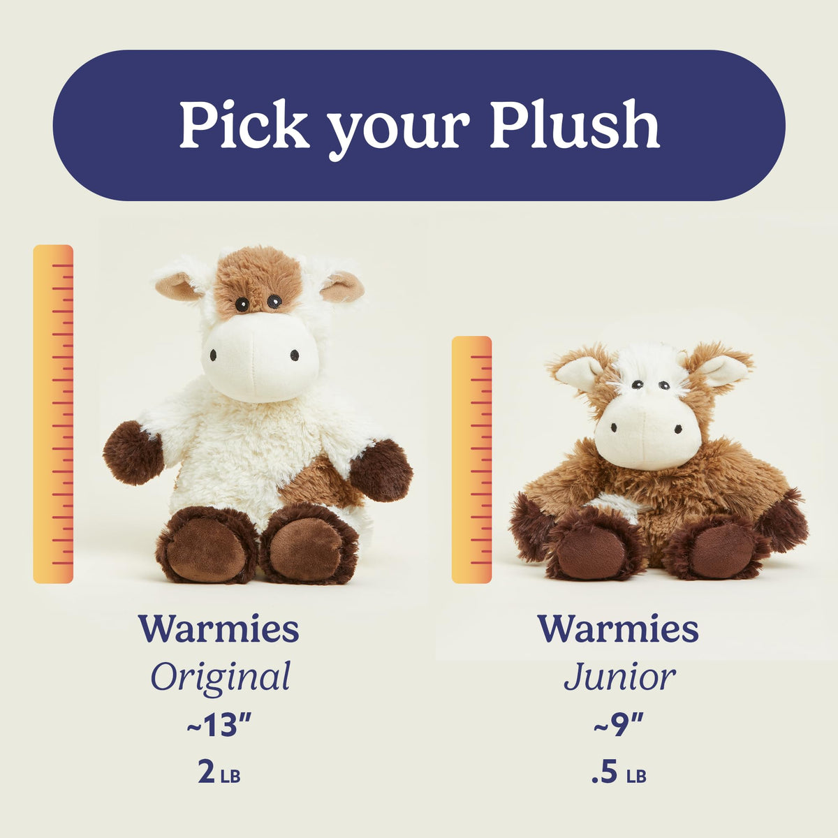 Warmies Cow Junior bedtime snuggle promotes cozy moments.