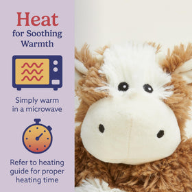 Warmies Cow Junior weighted plush ideal for naps and cuddles.