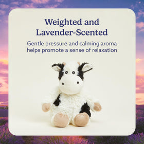 Warmies Cow lavender-scented plush creates serene ambience during routines.