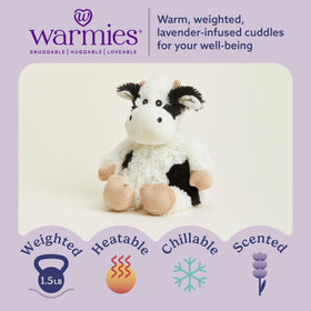 Warmies Cow weighted plush offers a comforting hug with gentle pressure.