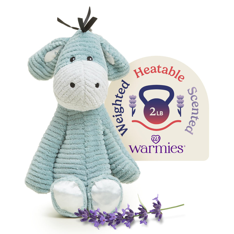 Warmies Donkey microwavable plush front view ready for cozy warmth.