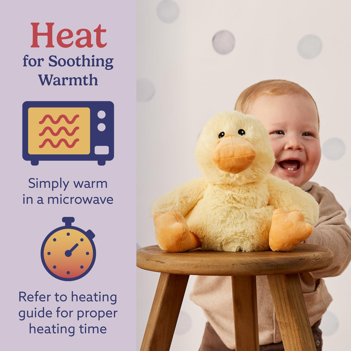 Warmies Duck bedtime snuggle companion for soft, reassuring routines.