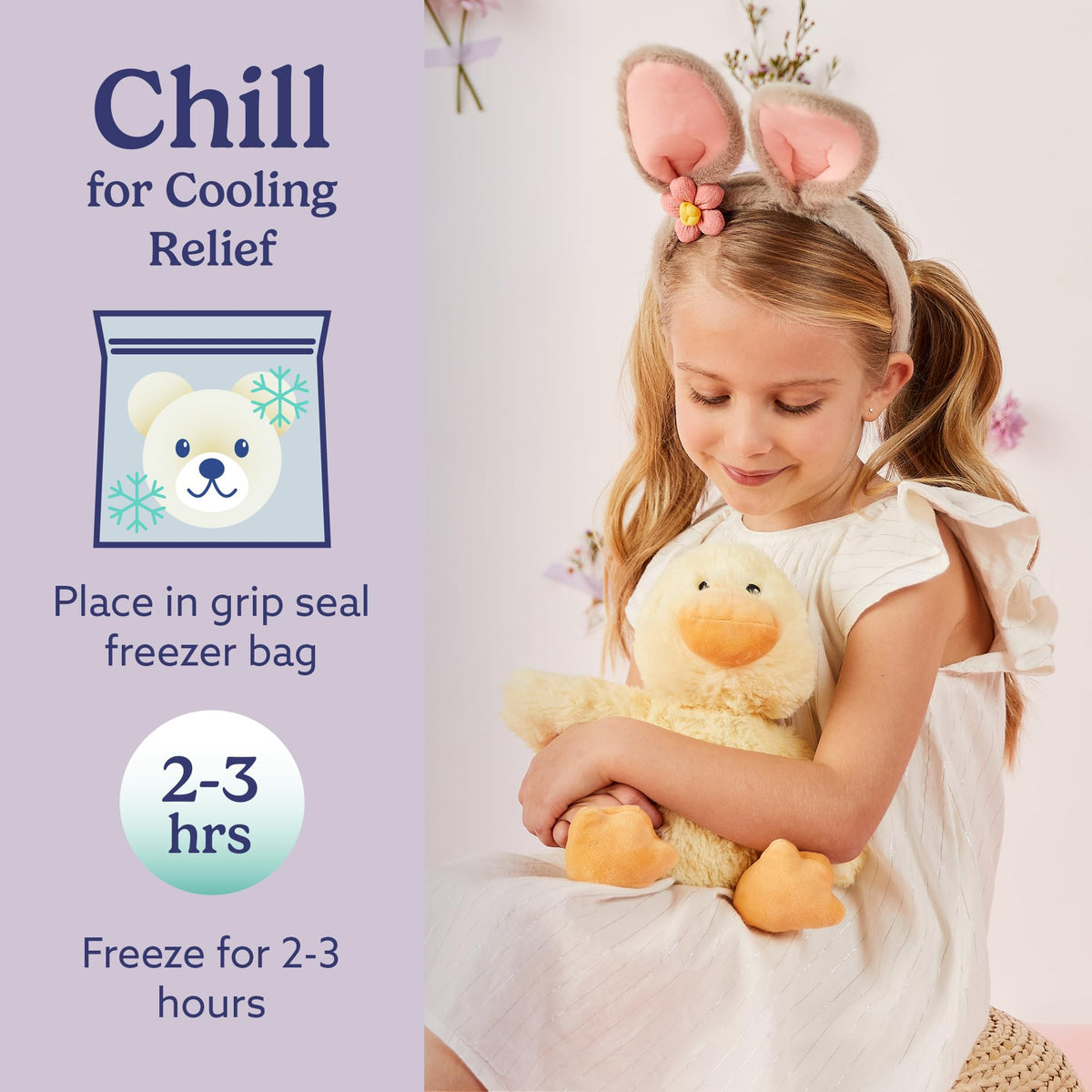 Warmies Duck plush helps unwind with warmth during quiet moments.