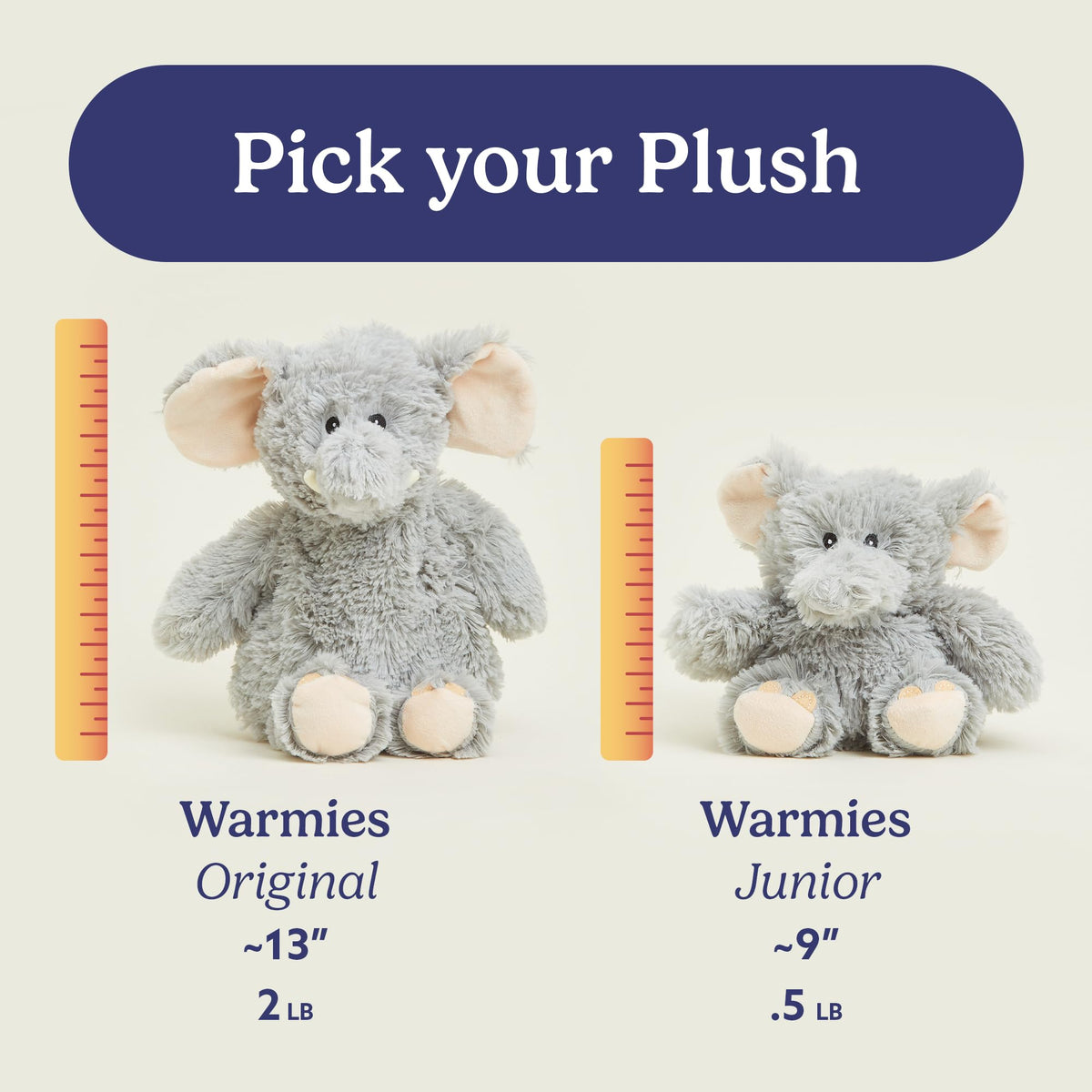 Warmies Elephant Junior bedtime companion fosters cozy rituals and gentle comfort in evenings.