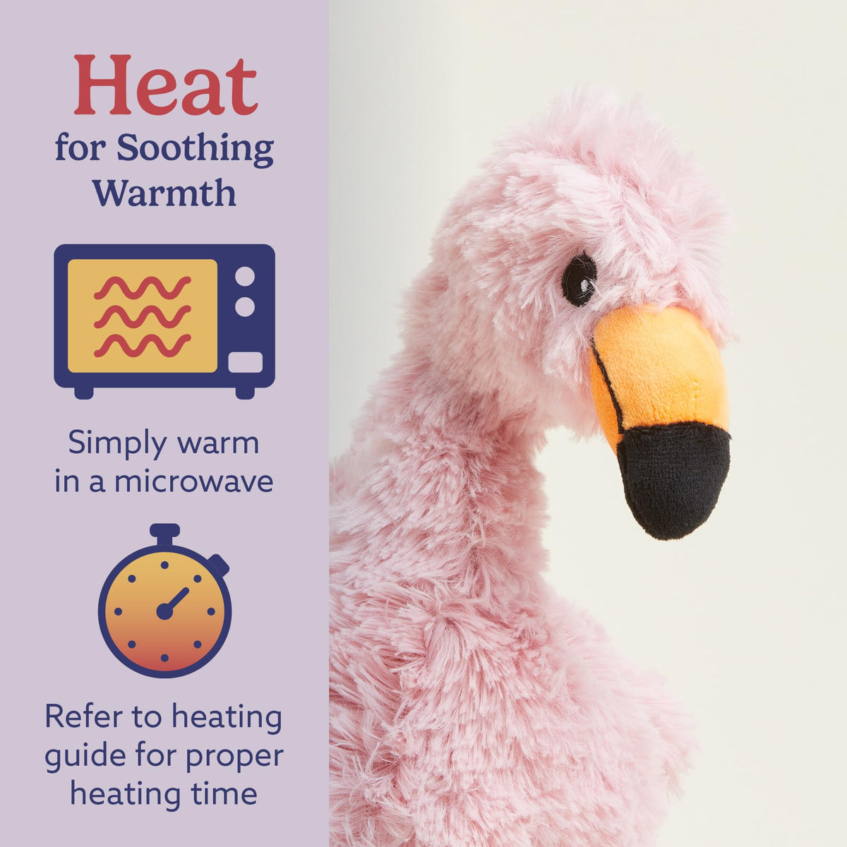 Warmies Flamingo cooling option shown in freezer for refreshing cool comfort