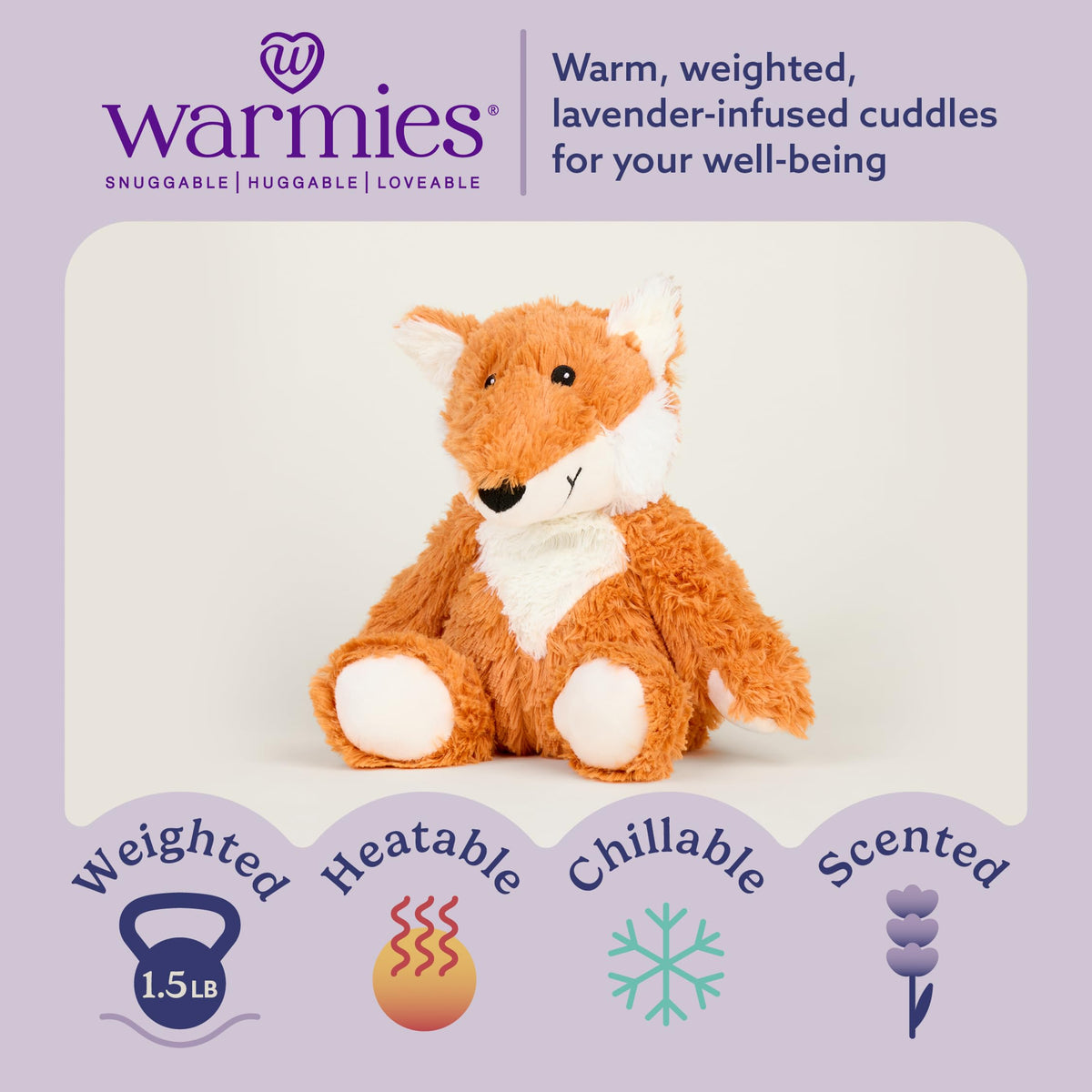 Warmies Fox soft weighted plush for cozy snuggles and bedtime comfort