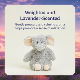 Warmies gray elephant bedtime-snuggle invites soothing hours of comfort.