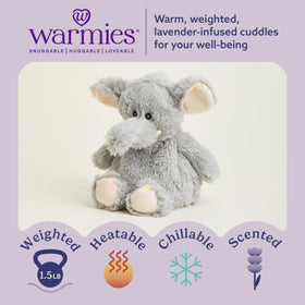 Warmies gray elephant cooling-chill offers a refreshing cool touch on warm days.