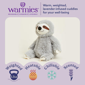 Warmies Gray Sloth with heating guide for safe use