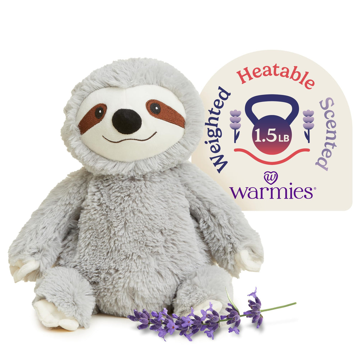 Warmies Gray Sloth microwavable warmth for cozy snuggles