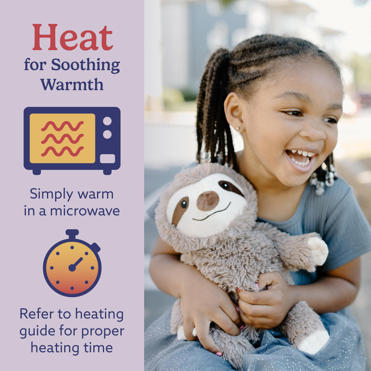Warmies Gray Sloth weighted plush for comforting heft