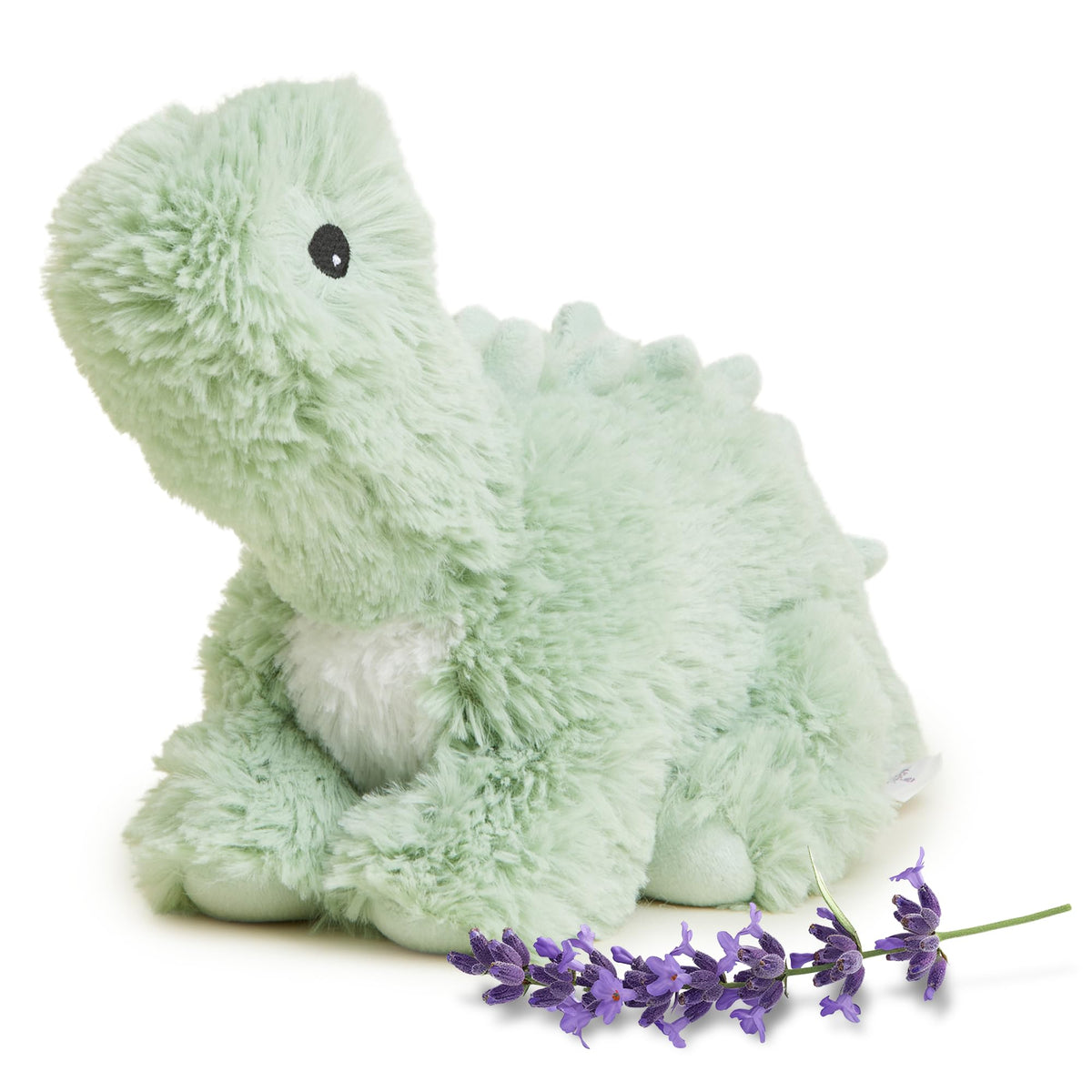 Warmies Green Long Neck Dinosaur microwavable plush for cozy warmth.