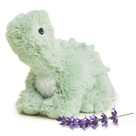 Warmies Green Long Neck Dinosaur microwavable plush for cozy warmth.