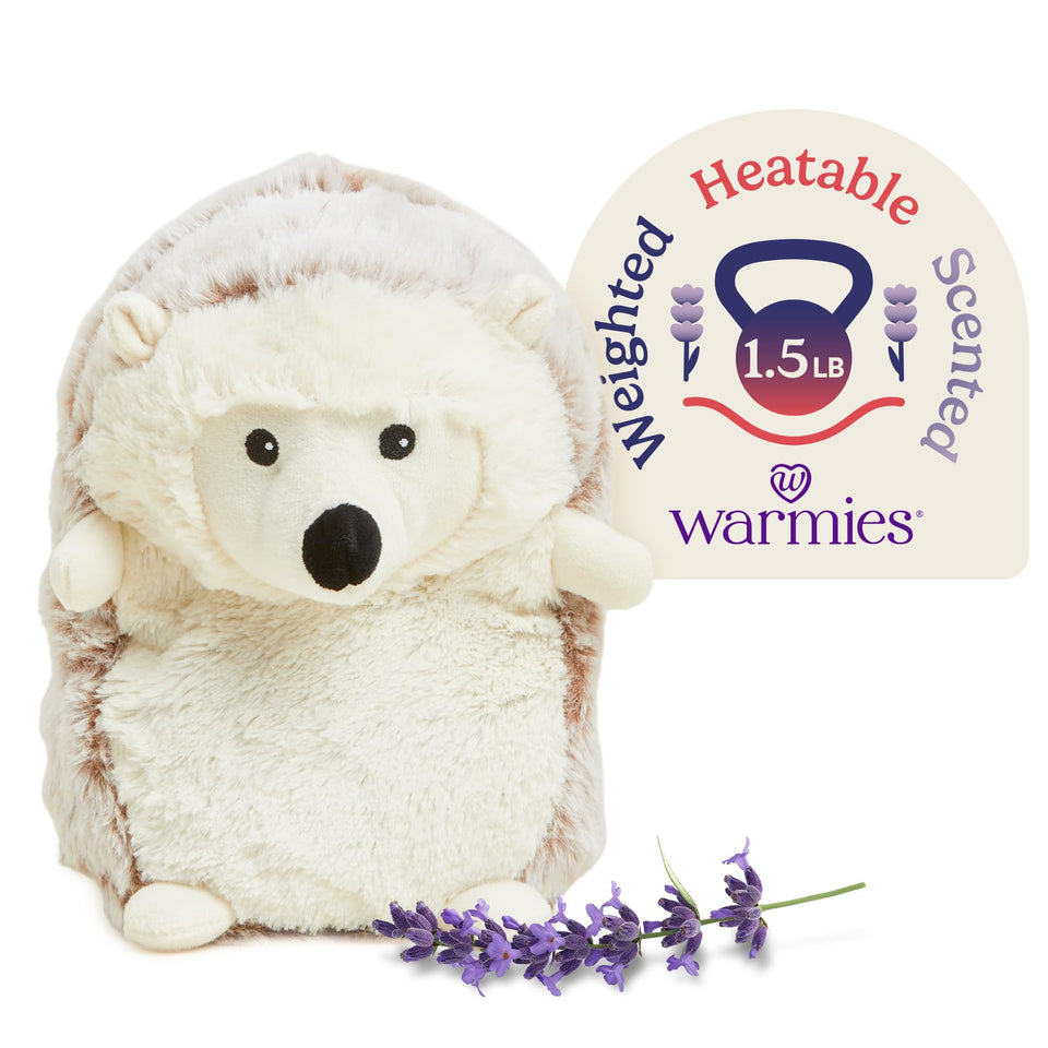 Warmies hedgehog microwavable plush for soothing warmth and comfort.